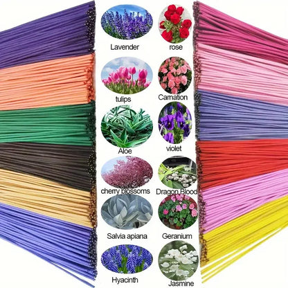 30-240pcs Aromatherapy Incense Sticks Mixed Set Natural Fragrances Lavender Rose Ocean Incense Stick for Home Yoga Meditation
