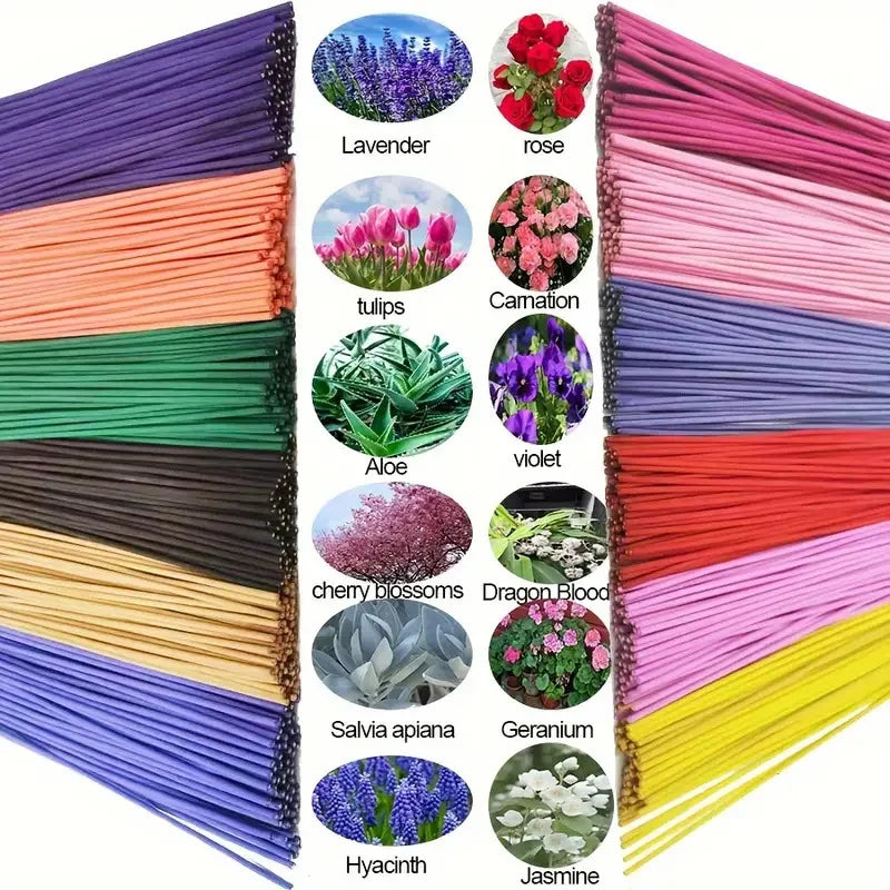 30-240pcs Aromatherapy Incense Sticks Mixed Set Natural Fragrances Lavender Rose Ocean Incense Stick for Home Yoga Meditation