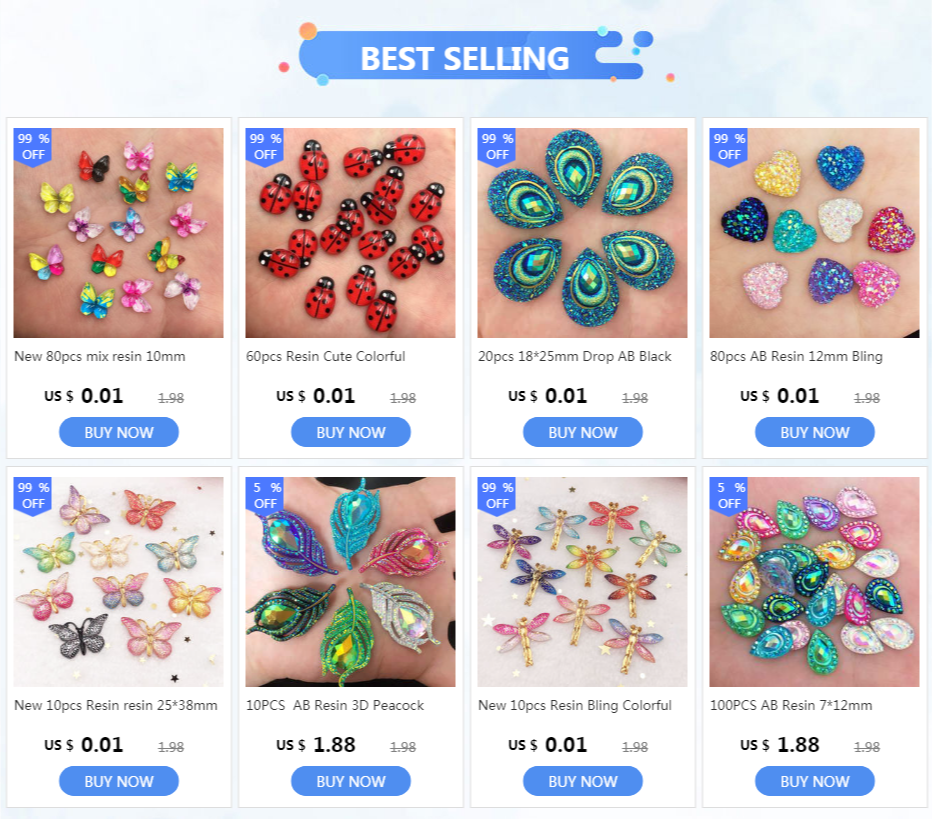 Resin Shiny Double Color Convex Crystal Drop Flatback Rhinestone  Applique DIY Wedding Scrapbook Accessories Ornament Craft