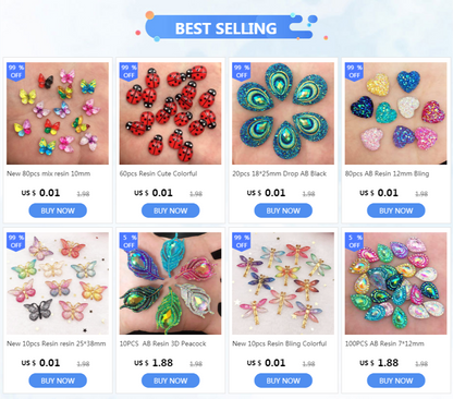 Resin Shiny Double Color Convex Crystal Drop Flatback Rhinestone  Applique DIY Wedding Scrapbook Accessories Ornament Craft