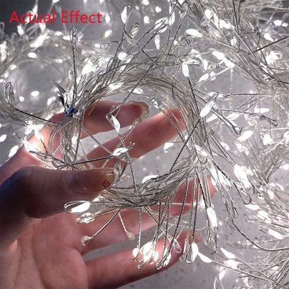 Dây Đèn Led Năng Lượng Mặt Trời Ngoài Trời Hình Pháo Hoa, Dây Đèn Đồng 8 Chế Độ Dùng Trang Trí Đám Cưới Cắm Trại Giáng Sinh