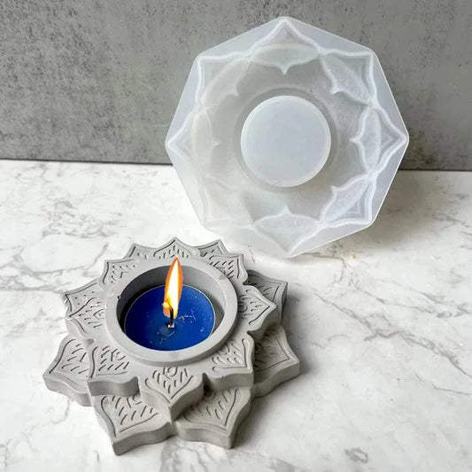 Concrete Candle Jar Silicone Mould Round Lotus Candle Holder Cement Plaster Mold DIY Handmade Epoxy Resin Candlestick Mould Tool