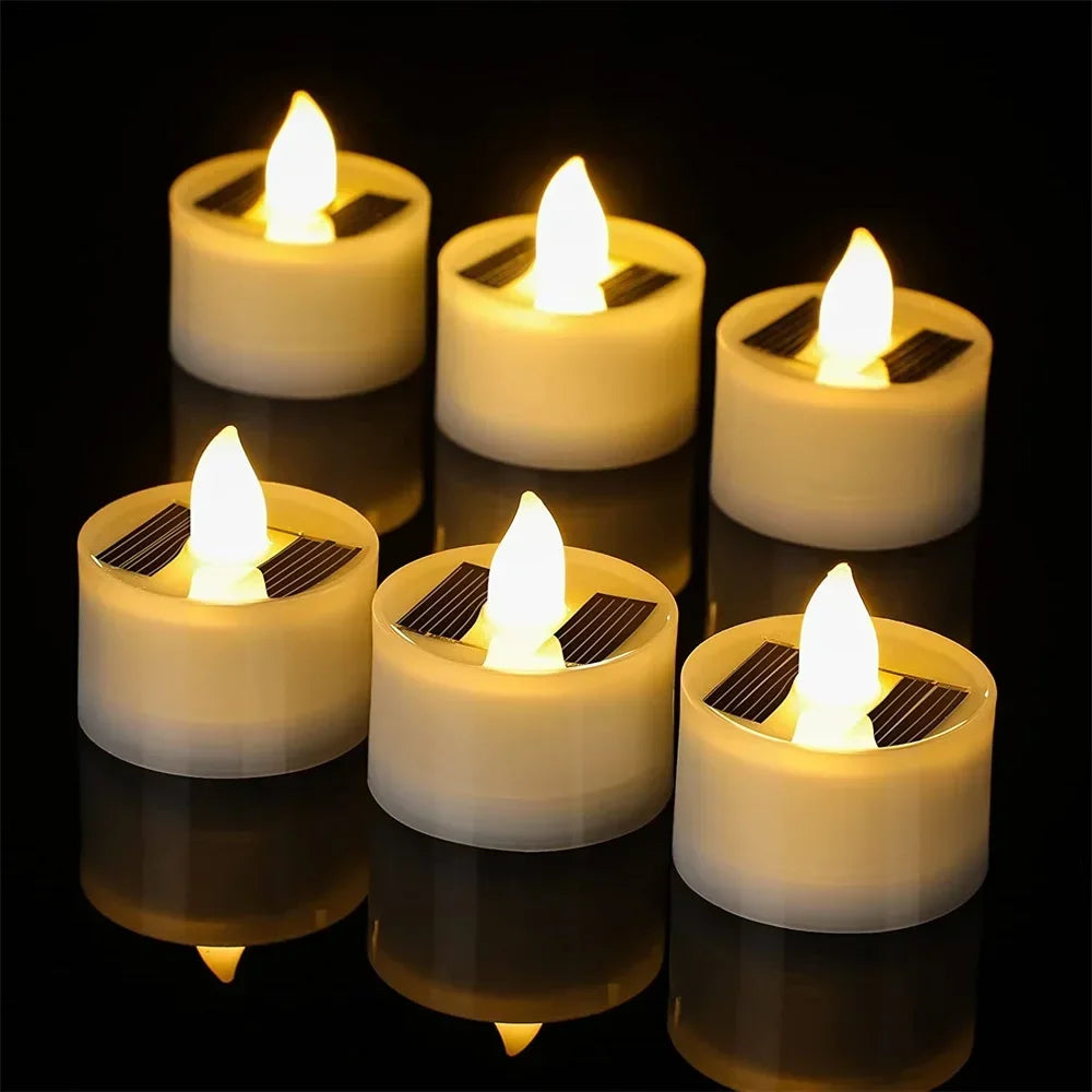 10pcs Solar Tea Light Led Candles Flameless Outdoor Waterproof Solar Tea Lights Rechargeable Candles for Party Garden Home Decor