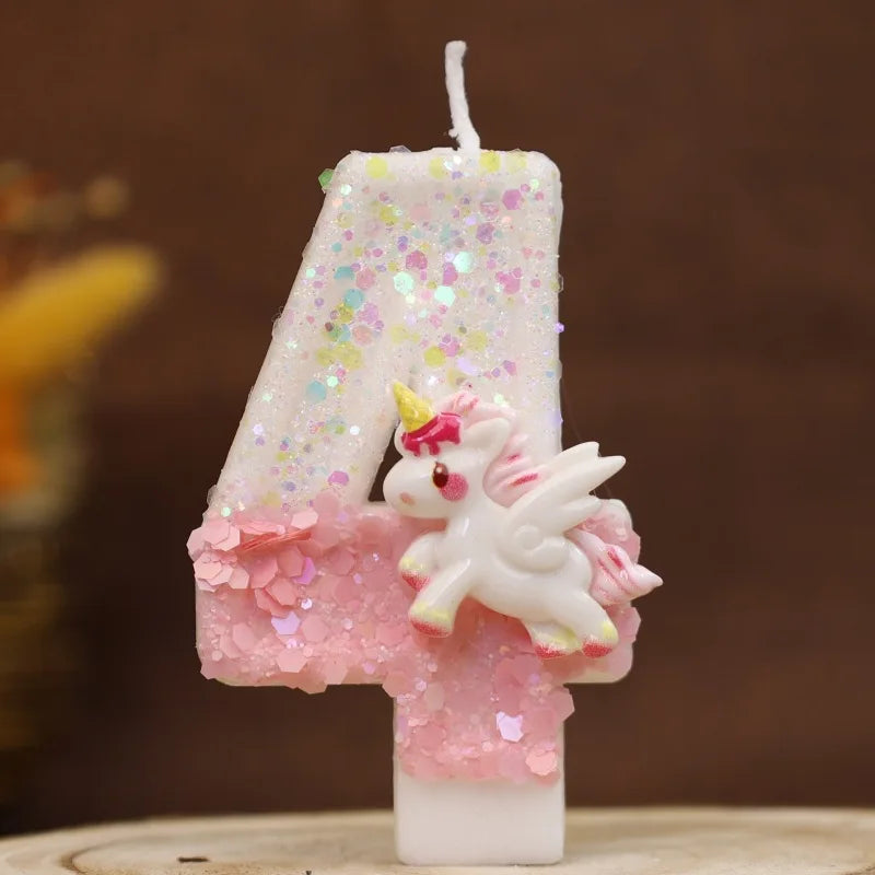 Nến Sinh Nhật Vui Vẻ Nến Số 0-9 Nến Sinh Nhật Kỳ Lân Hồng Trang Trí Bánh Nến Tiệc Sinh Nhật Trẻ Em