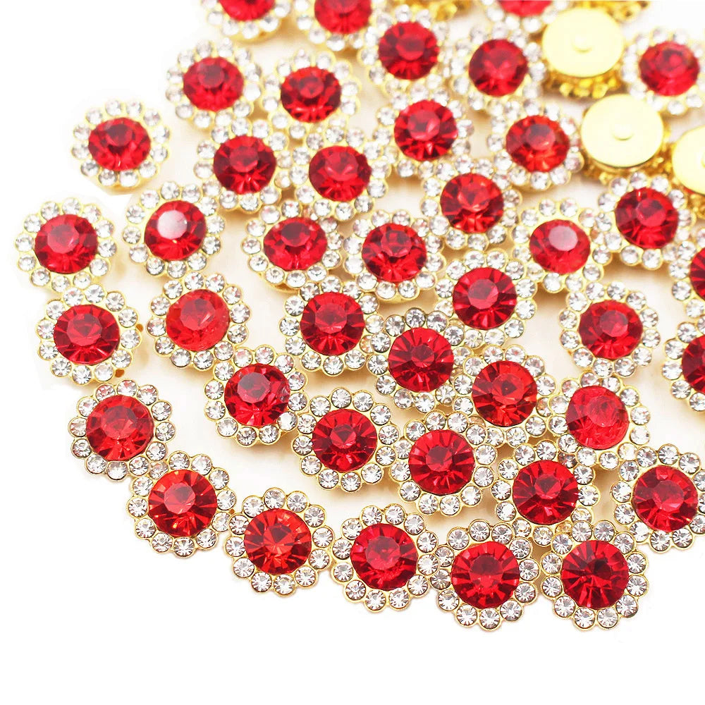 8mm-12mm Sunflower Sewing Claw Rhinestones Crystals Glass Beads Buttons Stones Sew On Rhinestone for Clothes Sewing Accessories