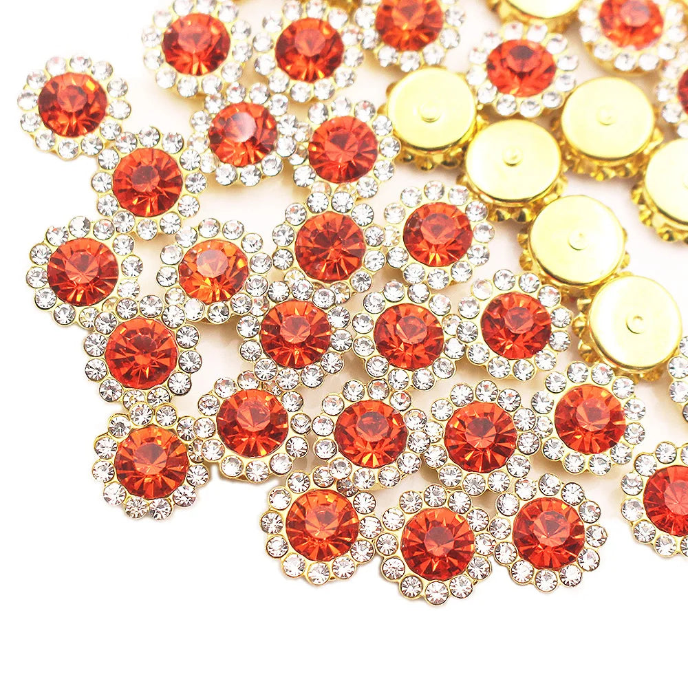 8mm-12mm Sunflower Sewing Claw Rhinestones Crystals Glass Beads Buttons Stones Sew On Rhinestone for Clothes Sewing Accessories