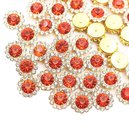 8mm-12mm Sunflower Sewing Claw Rhinestones Crystals Glass Beads Buttons Stones Sew On Rhinestone for Clothes Sewing Accessories