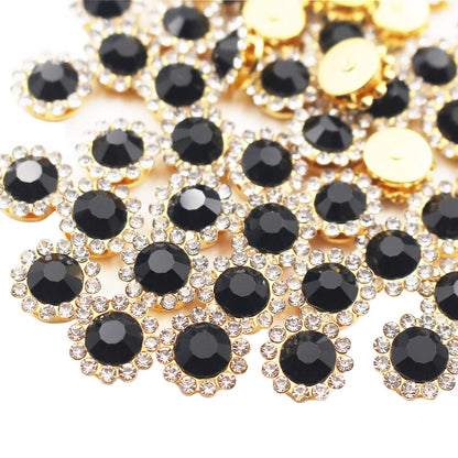 8mm-12mm Sunflower Sewing Claw Rhinestones Crystals Glass Beads Buttons Stones Sew On Rhinestone for Clothes Sewing Accessories