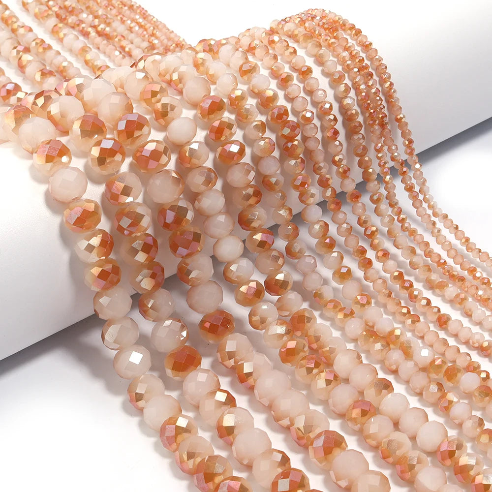 1Strand/Lot 3 4 6 8 10mm Rondelle Flat Faceted Crystal Beads Glass Spacer Beads For DIY Crafts Ornament Making Handmade Accesso