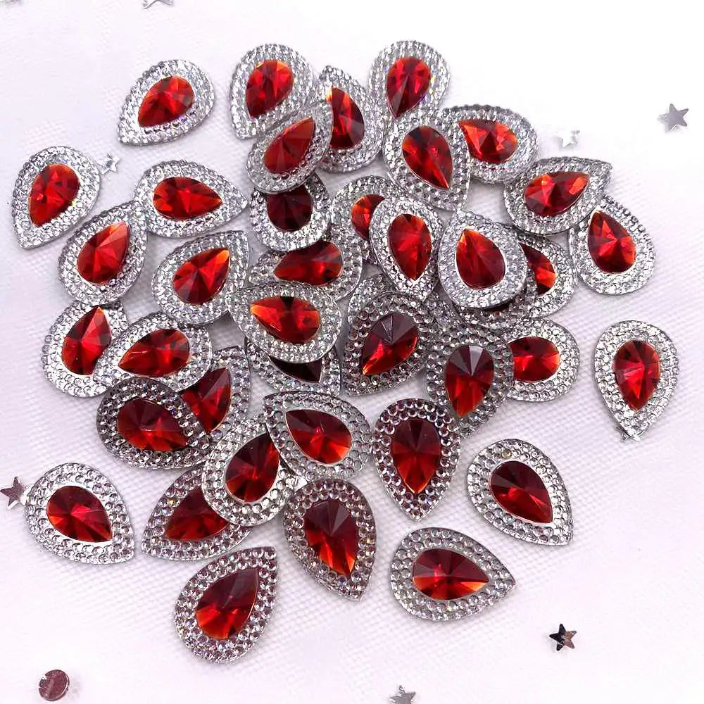 Resin Shiny Double Color Convex Crystal Drop Flatback Rhinestone  Applique DIY Wedding Scrapbook Accessories Ornament Craft