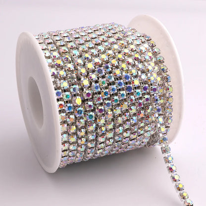 1Yard 10Yards/roll SS6-SS16 Crystal AB Claw Rhinestone Glass Sewn On Rhinestones Chain for Needlework Fabric Sewing Trimmings