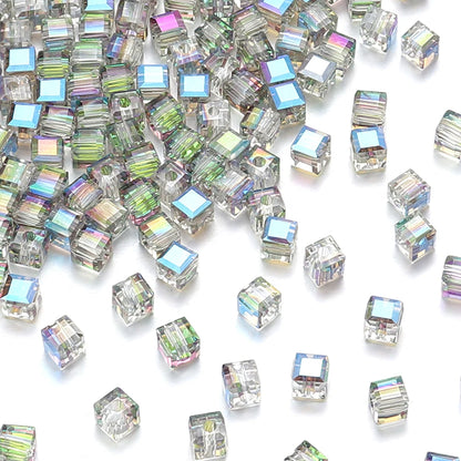 50pcs 4/6/8mm Square Faceted Glass Crystal Beads Loose Spacer Cube Beads for Jewelry Making DIY Bracelet Accessories Wholesale