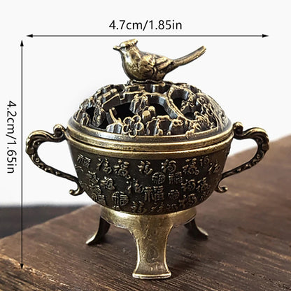Brûleur d'Encens Éléphant Porte-Bonheur en Métal Brûleur d'Encens Lotus Bol Porte-Encens avec Poignée Yoga Méditation Décoration Maison Style Ancien
