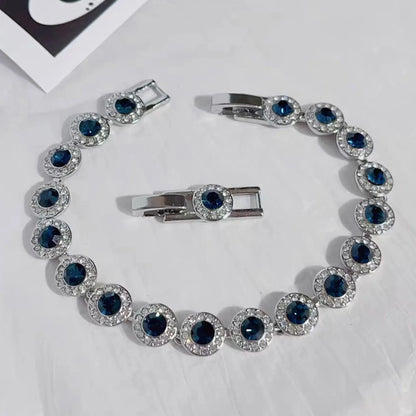 2025 New Original Round Water Drop Crystal High Jewelry Set Fashion Dazzling Women's Bracelet Earring Necklace Ring Wedding Gift