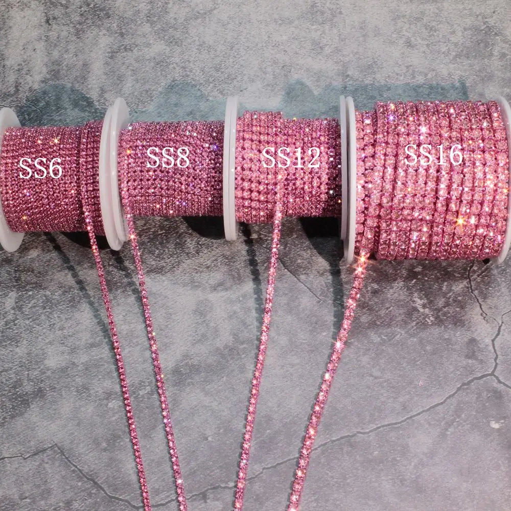 Rhinestones Chain Roll Tassel 1/10Yard Crystal Ribbon Strass Banding Sew On Gold Rhinestone Trim Strip Cup Chains For Needlework