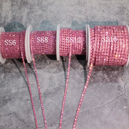 Rhinestones Chain Roll Tassel 1/10Yard Crystal Ribbon Strass Banding Sew On Gold Rhinestone Trim Strip Cup Chains For Needlework