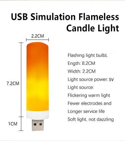 5V USB LED Flame Effect Light Bulbs USB Flame Lamp Candle Bulb Flameless Night Light Flickering Fire Bulb for Home Party Decor