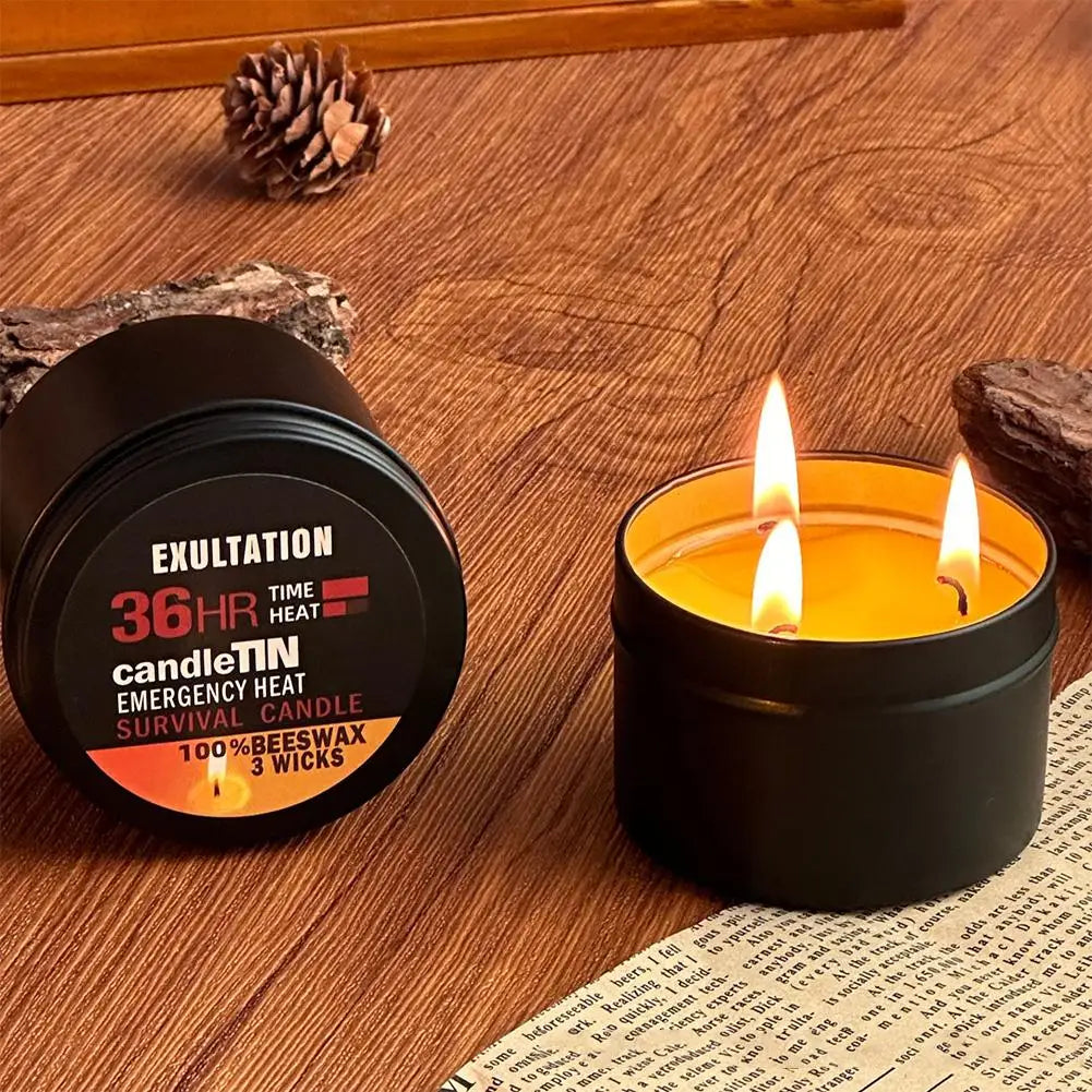 Nến Khẩn Cấp 36 Giờ 3 Bấc, Nến Sáp Ong Bền Lâu Hương Thơm Tựa Nến Sinh Tồn Cho Gia Đình Cắm Trại Câu Cá