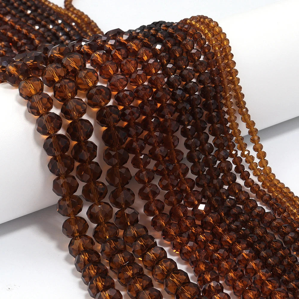 1Strand/Lot 3 4 6 8 10mm Rondelle Flat Faceted Crystal Beads Glass Spacer Beads For DIY Crafts Ornament Making Handmade Accesso