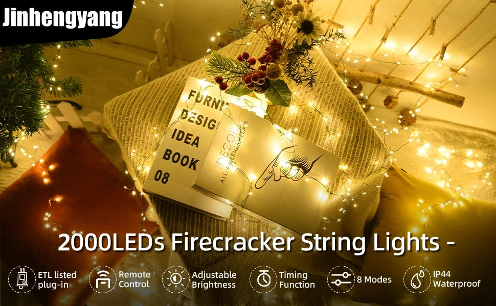 LED Firecracker String Lights EU/US DC Power Remote Control Halloween Garland Fairy Light for Wedding Party Christmas Decoration