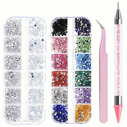 Nails Art Multi-Size Flat Back Acrylic Rhinestones 3D Crystal DIY Decorations Glitter Crystal Gem Manicure Accessories With