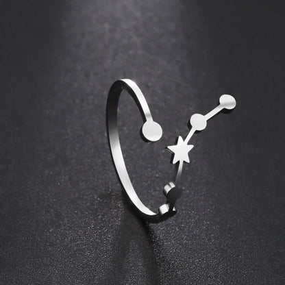 Skyrim 12 Constellation Rings for Women Star Signs Zodiac Open Ring Taurus Pisces Leo Virgo Gemini Pisces Libra Birthday Gift