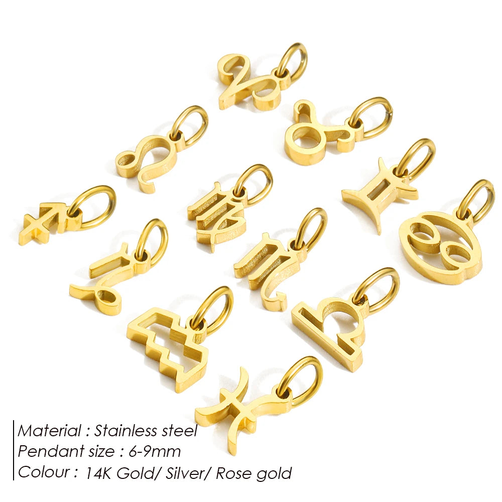 12 signes du zodiaque Pendentif Accessoires Collier Constellation en Acier Inoxydable Cadeau d'Anniversaire