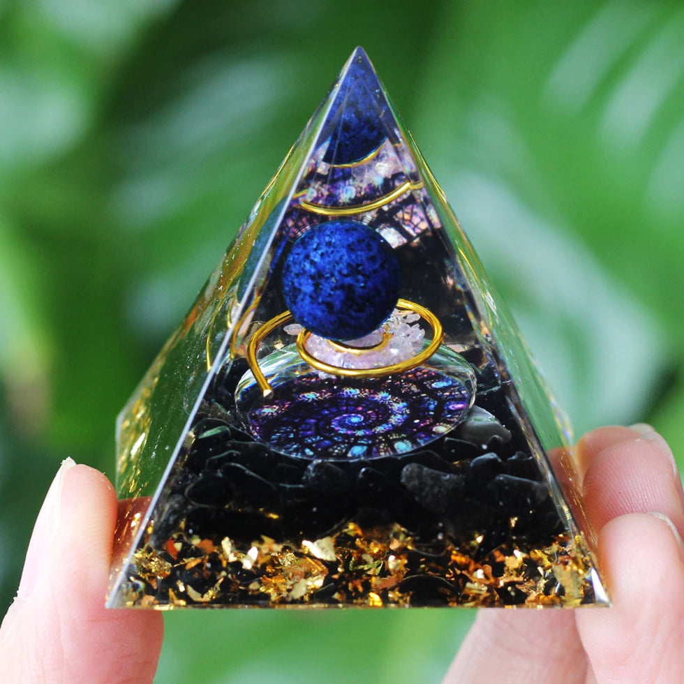 Natural stone amethyst crystalEnergy Generator Orgone Pyramid for E-Energy Protection Healing meditation orgonite crystal chakra