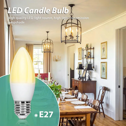 10PCS LED Candle Bulbs Light AC85-265V E14 E27 LED Candle Bulbs LED Ceiling Light Decoration LED Chandelier For Home Living Room