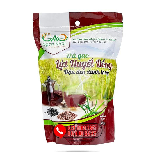 Roasted Red Brown Rice & Green Kernel Black Bean Tea (Trà Gạo Lứt Huyết Rồng Đậu Đen Xanh Lòng)