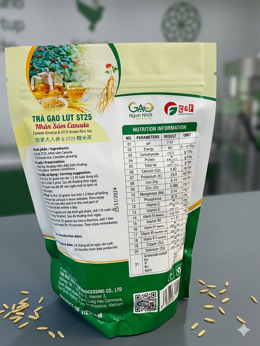 Thé de riz brun ST25 au ginseng canadien