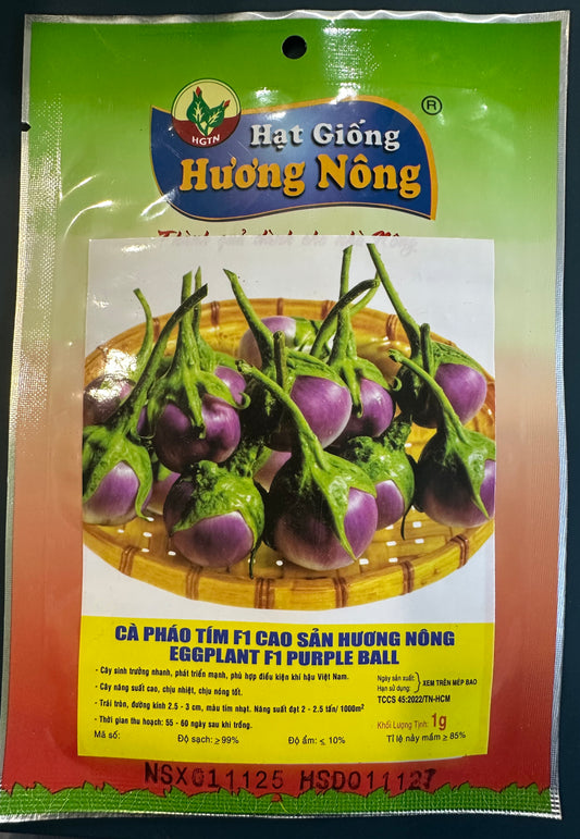 Purple Eggplant Seeds (Cà Pháo Tím F1 Cao Sản Hương Nông)