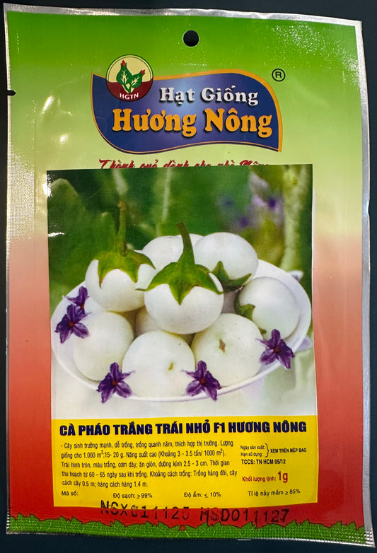 Small-Fruit White Eggplant Seeds (Cà Pháo Trắng Trái Nhỏ F1 Hương Nông)