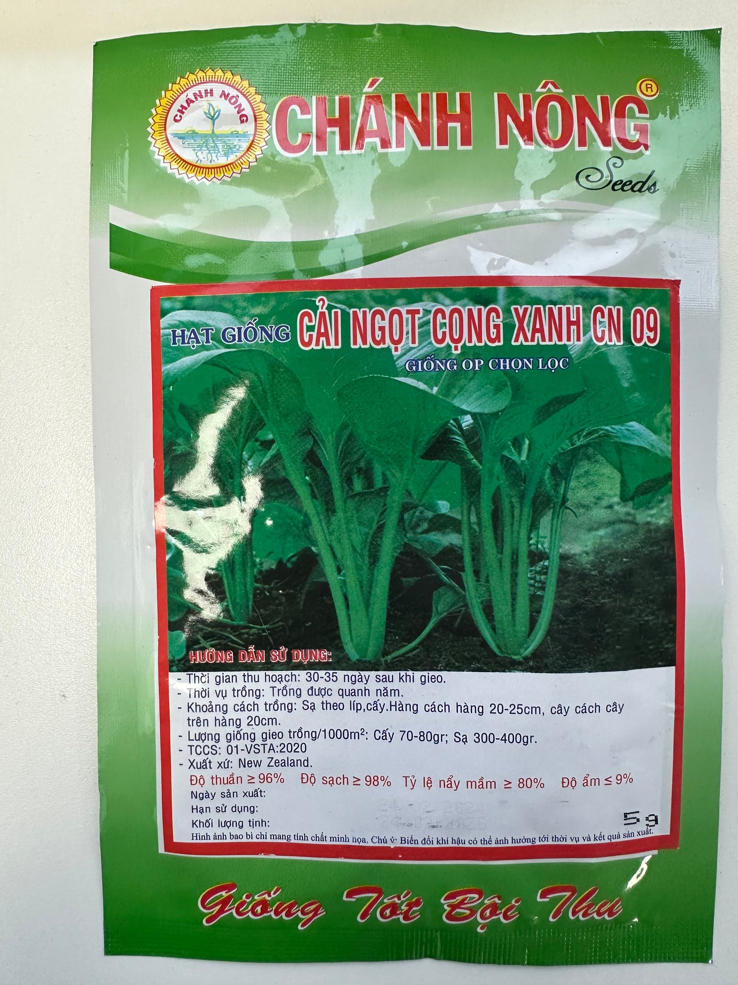 Chánh Nông – Premium Choy Sum Seeds (Cải Ngọt cọng xanh - Green Stem CN09)