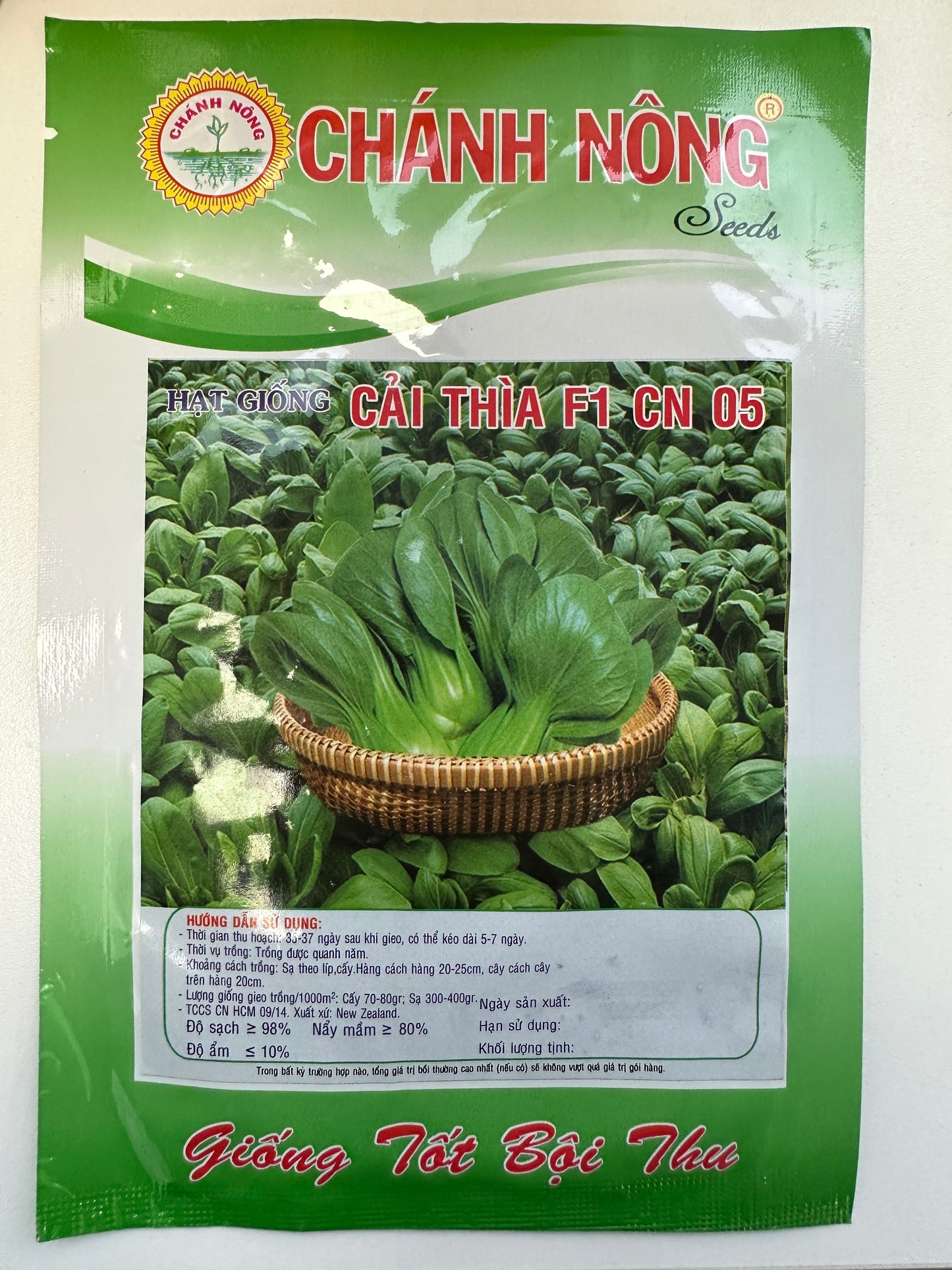 Chánh Nông – Graines de Pak Choi F1 (Bok Choy) Premium (Cải Thìa CN 05)