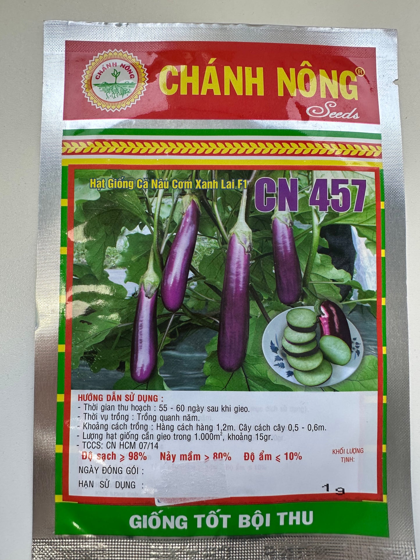 Chánh Nông - Premium Long Purple Eggplant F1 (Hạt giống cà nâu cơm xanh CN 457)