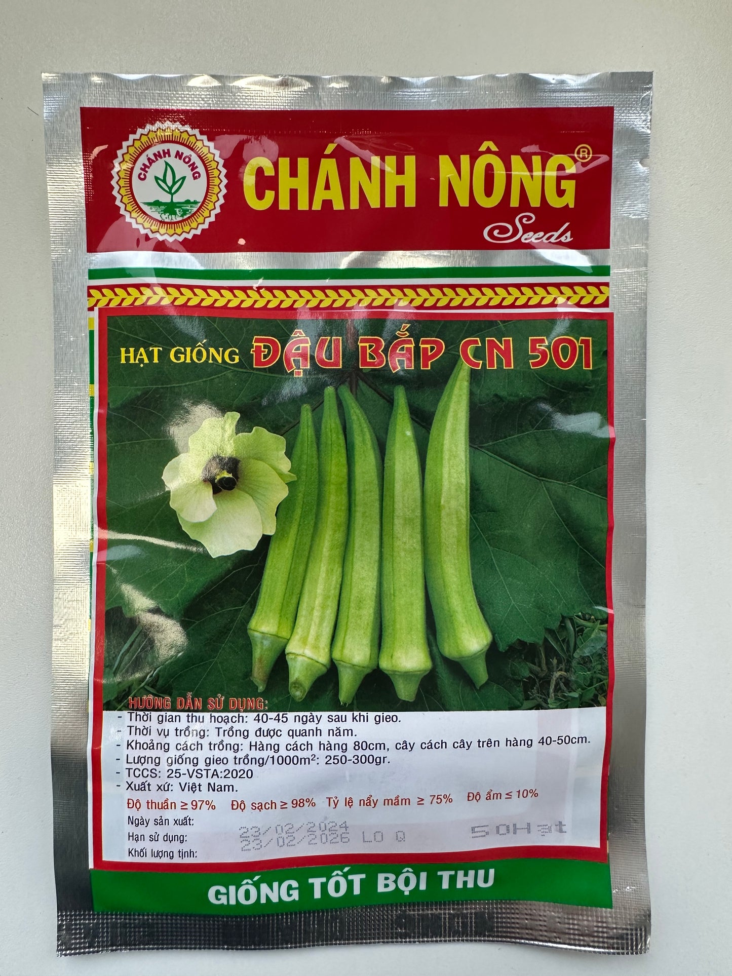 Chánh Nông - High-Yield Okra Seeds (Đậu Bắp CN 501)
