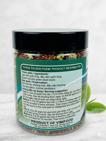 Thé de riz brun rouge et de haricot noir à grain vert (Trà Gạo Lứt Huyết Rồng Đậu Đen Xanh Lòng)