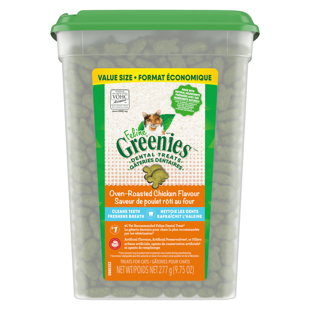 GREENIES Adult Dental Cat Treats – Oven-Roasted Chicken, 277g
