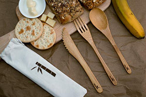 Bamboo Cutlery - Set of 3 | 100% Natural Bamboo | Reusable | Biogradable | Washable