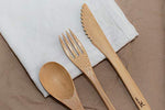 Bamboo Cutlery - Set of 3 | 100% Natural Bamboo | Reusable | Biogradable | Washable