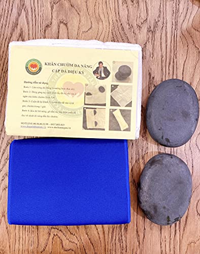SET 2pcs Large Massage Stones Basalt Olivin Stones Hot Rocks Sauna Lava Stone Or For Liver Detox 1 Glove 1 Liver towel 1 Wrap belt (Đá Chườm Gan)