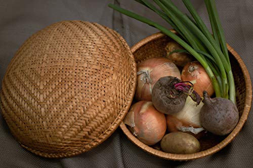 4 pc Set Natural Bamboo Serving Trays | 100% Biodegradable | Naturally Treated | Good for Food, Fruits, Veggies, Bread, Desserts, Cupcakes or Snacks. (h=4, d=23, 25, 28 & 30cm)