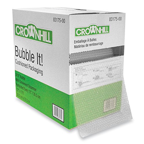CrownHill CHP83175 Bubble Cushioning, 12" x 125' Roll With Dispenser, 3/16" Bubble