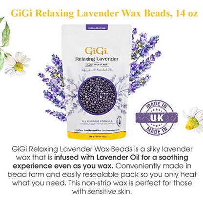 GiGi Hard Wax Beads for Hair Removal (14 oz Relaxing Lavender)