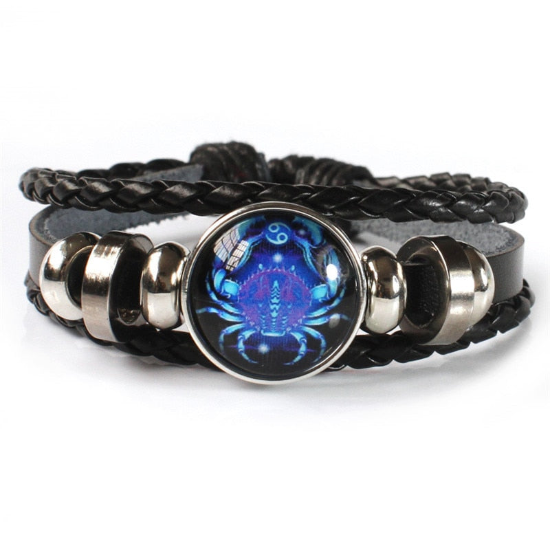 12 Zodiac Signs Constellation Charm Luminous Bracelet Men Women Fashion Multilayer Weave leather Bracelet &amp; Bangle Birthday Gift