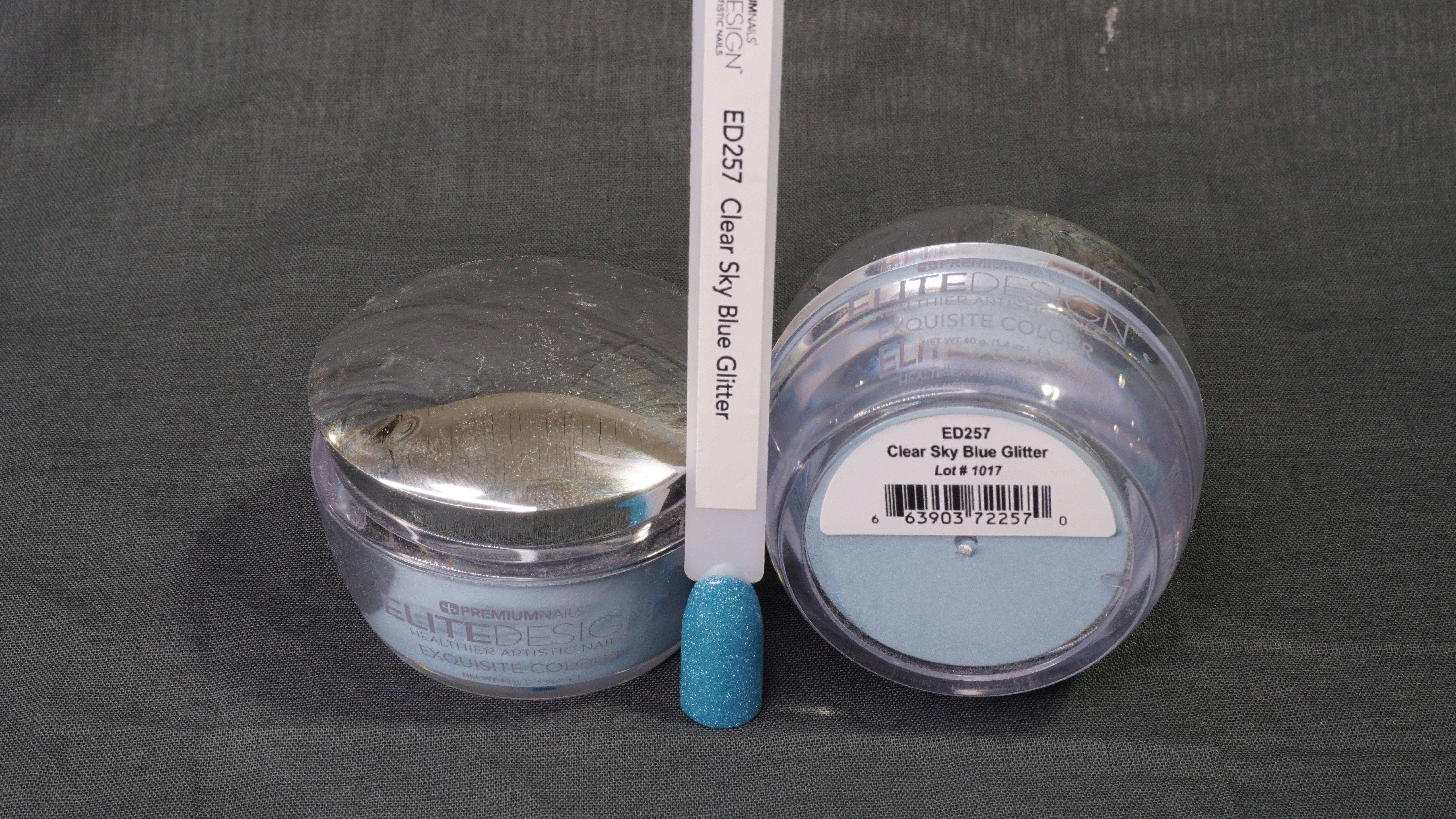 ED257 Clear Sky Blue Glitter 40 g - ELITEDESIGN PREMIUM NAILS Dip Powder