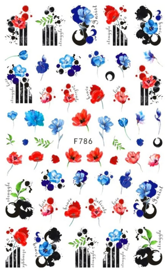 Nail Sticker - Flowers - F786