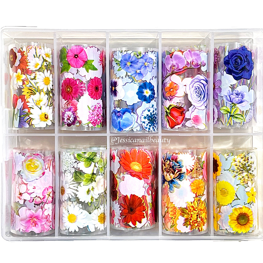 Nail Foil - Flowers #02 (Box of 10 Sheets)