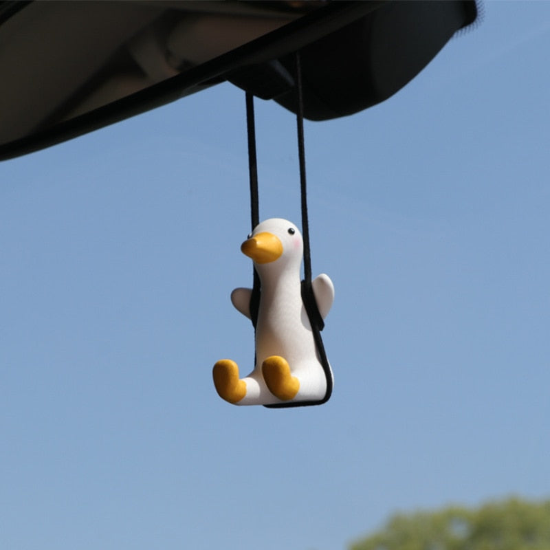 Gypsum Cute Anime Car Accessorie Swing Duck Pendant Auto Rearview Mirror Ornaments Birthday Gift Couple Accessorie Car Fragrance